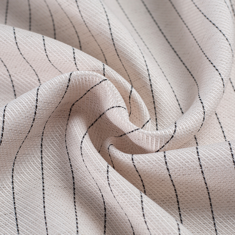 HY529-Linen Lauris Jalur Sutera Hitam Fabrik Lyocell